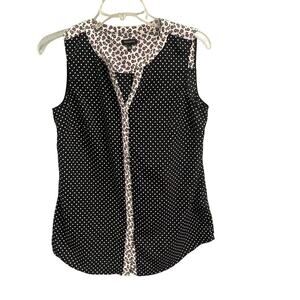 Talbots Polka Dot Blouse Size Small Sleeveless Top Business Casual Dressy